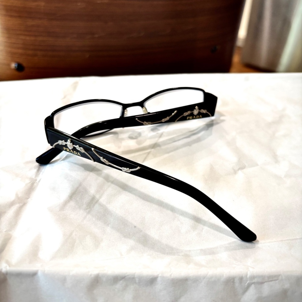 Vintage Authentic PRADA BiFocal Reading Glasses w/Plaque Silver ArtEmbellishment - Picture 3 of 14